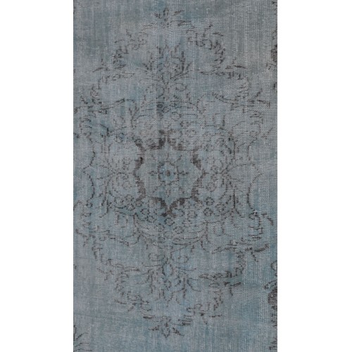 Grey Handmade Vintage Overdyed Turkish Carpet