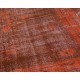  Orange Handmade Vintage Overdyed Turkish Carpet
