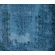 Blue Handmade Vintage Overdyed Turkish Carpet