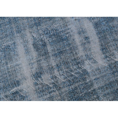 Blue Handmade Vintage Overdyed Turkish Carpet