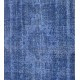 Blue Handmade Vintage Overdyed Turkish Carpet