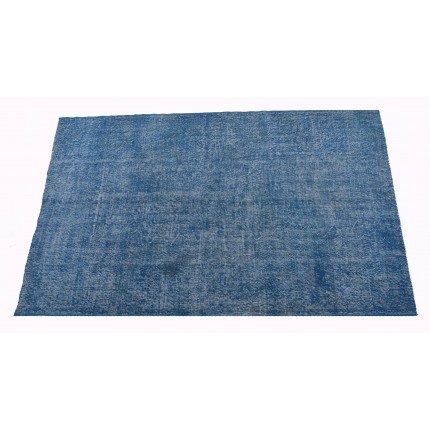 Blue Handmade Vintage Overdyed Turkish Carpet