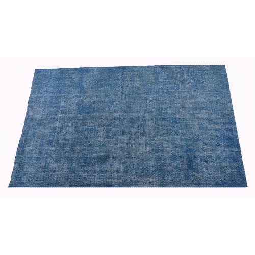 Blue Handmade Vintage Overdyed Turkish Carpet