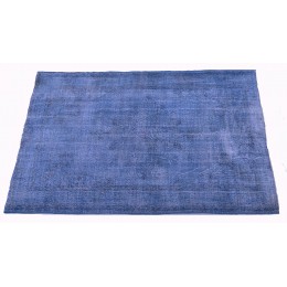 Blue Handmade Vintage Overdyed Turkish Carpet