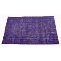  Purple Handmade Vintage Overdyed Turkish Carpet