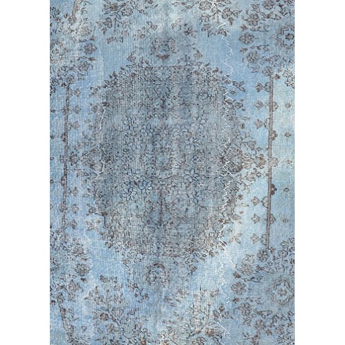 Blue Handmade Vintage Overdyed Turkish Carpet