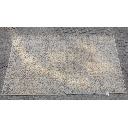 Grey Handmade Vintage Overdyed Turkish Carpet