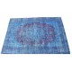 Blue Handmade Vintage Overdyed Turkish Carpet