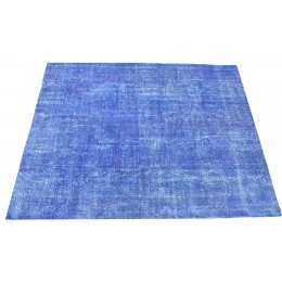 Blue Handmade Vintage Overdyed Turkish Carpet