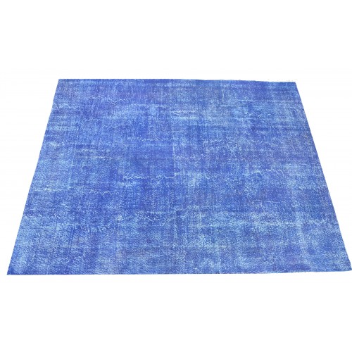 Blue Handmade Vintage Overdyed Turkish Carpet