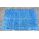 Blue Handmade Vintage Overdyed Turkish Carpet