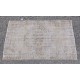 Beige Handmade Vintage Overdyed Turkish Carpet