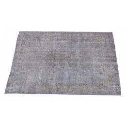 Grey Handmade Vintage Overdyed Turkish Carpet