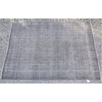 Grey Handmade Vintage Overdyed Turkish Carpet