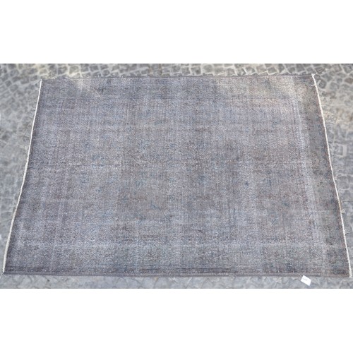 Grey Handmade Vintage Overdyed Turkish Carpet