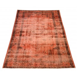 Red Handmade Vintage Overdyed Turkish Carpet