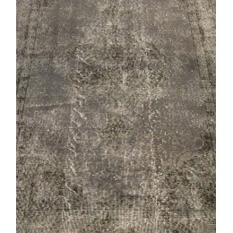 Grey Handmade Vintage Overdyed Turkish Carpet