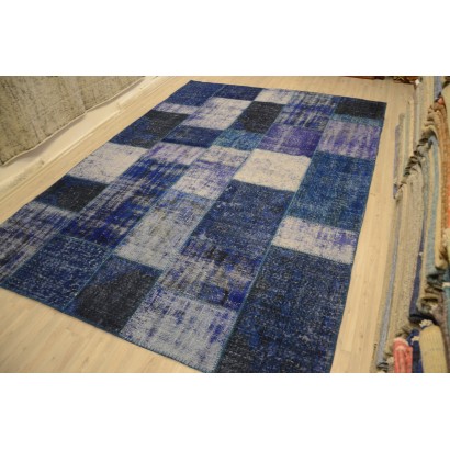  Blue Handmade Patchwork Carpet