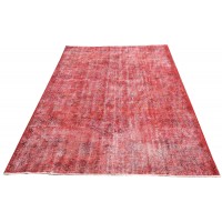  Red Handmade Vintage Overdyed Turkish Carpet