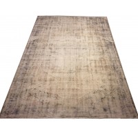 Beige Handmade Vintage Overdyed Turkish Carpet